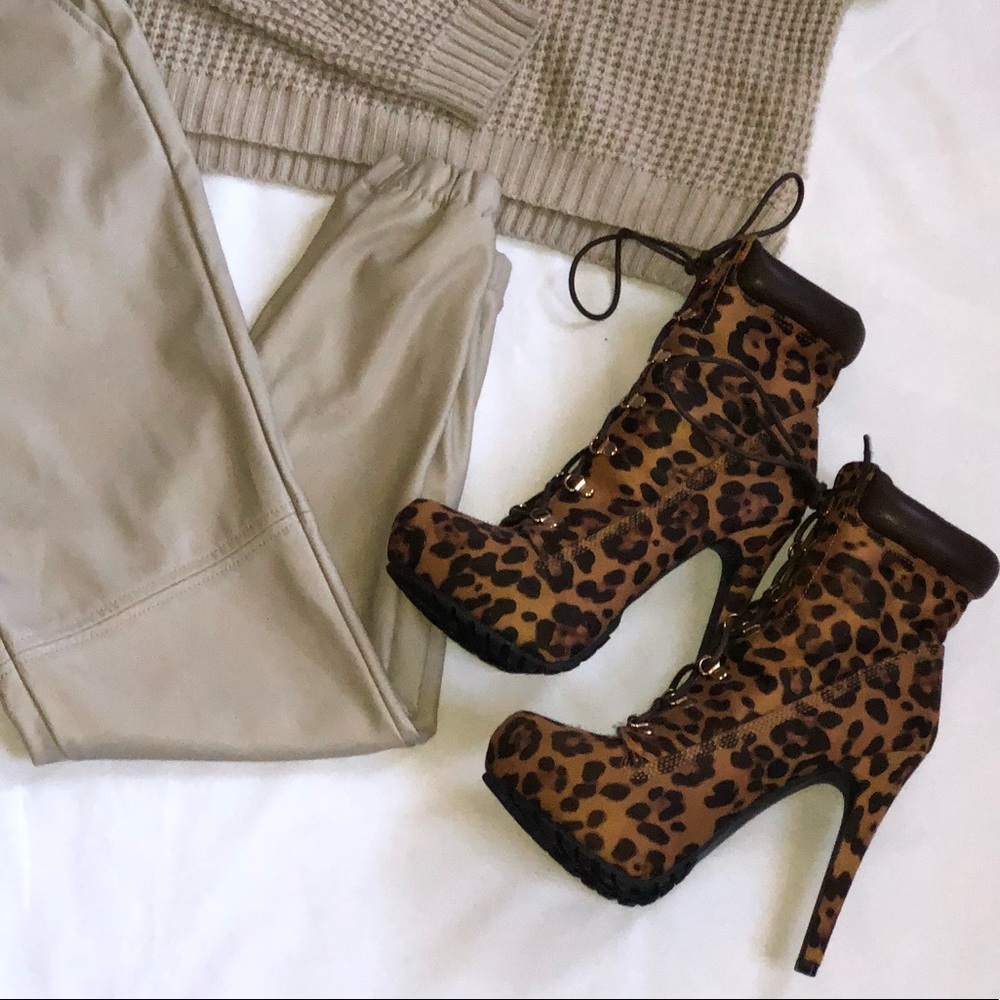 Leopard Print Heeled Boots